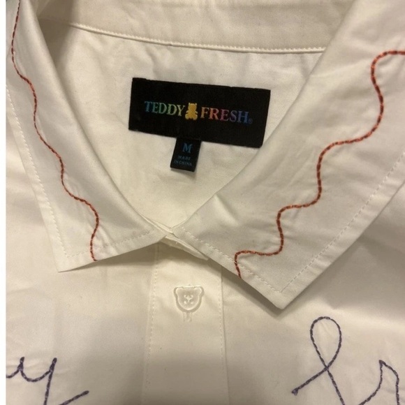 Teddy Fresh Bunch Of Flowers Short Sleeve Shirt Urban Outfitters Medium Cotton - Picture 5 of 6